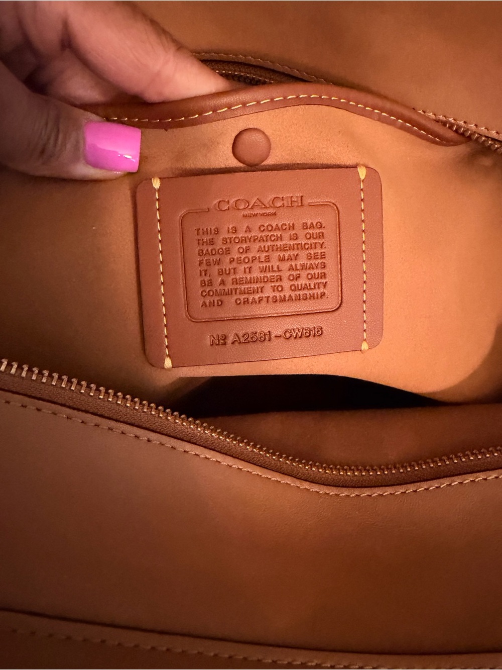 Coach Leather Satchel Handbag - Tan/Honey - Picture 6 of 16